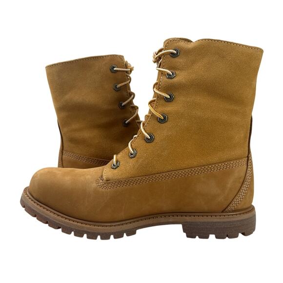 Timberland Roll Top Boots Womens 10 M Wheat Nubuck Warm Lined Teddy Fleece WP - Picture 4 of 11
